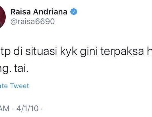 Gambar ILUSTRASI: Tangkapan layar cuitan Raisa tahun 2010